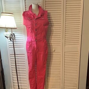 Fashion Nova Hot Pink Sleeveless Utility Jumpsuit